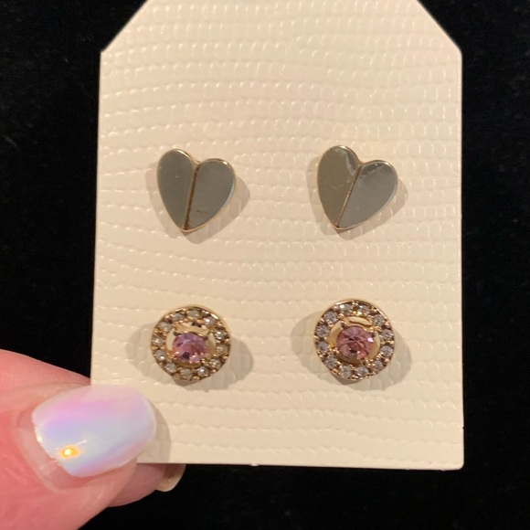 Hearts and Pink Sparkle Earrings, Two Sets of Earrings, New - Picture 2 of 9